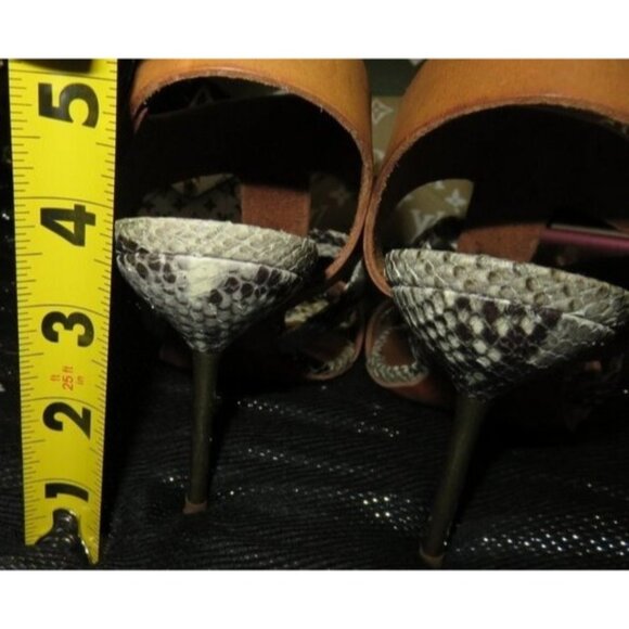 Pedro Garcia Mariel Python Embossed Vachetta Leather Pin Heels Sandals STUNNING! - Picture 4 of 16